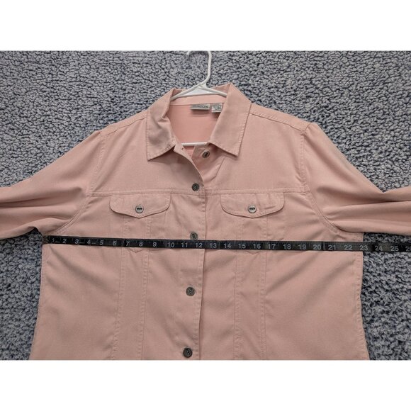 Chicos Faux Suede Western Jacket Size Large / 2 Button Up Country Southwest Pink - Picture 8 of 10